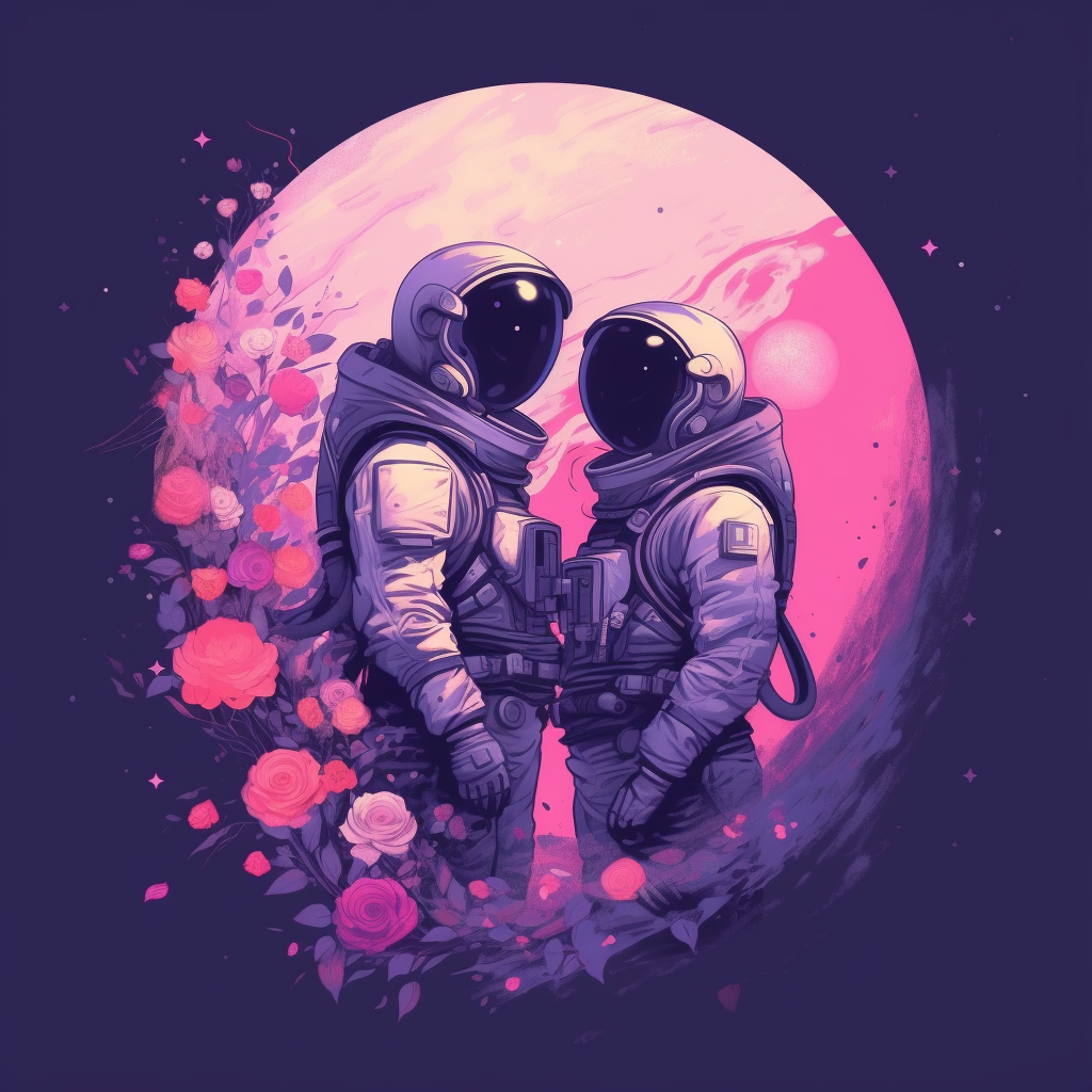 woman and man going in space